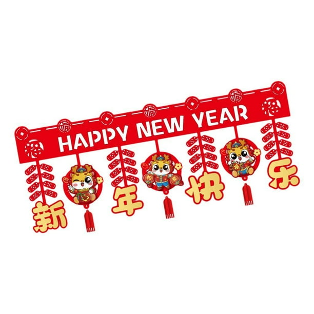 Bendiciones de decoración del Año Nuevo Lunar Chino con borlas para el Festival de la Primavera Roja Estilo B