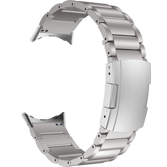 MaKTech Bracelet en Titane pour Google Watch, Bracelet en Métal avec Adaptateur Inclus et Boucle Tortue pour Google Pixel Watch 4/3 45 mm [2025] (Argent)