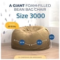 thumbnail image 2 of Ultimate Sack 3000 3-Foot Bean Bag Chair Oversized Foam Lounger, Camel Suede Cover, 2 of 6