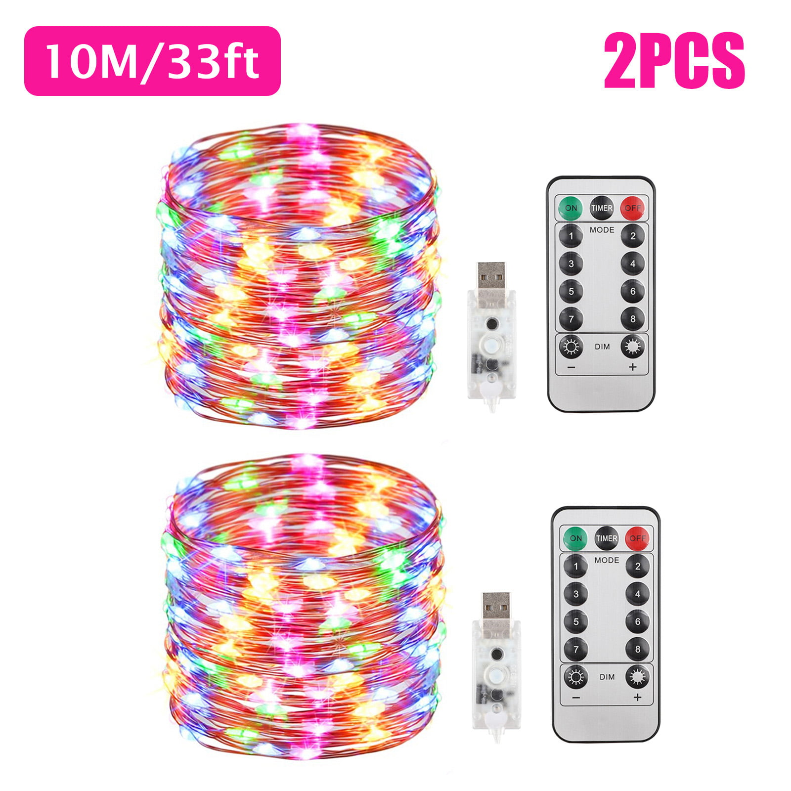 Tube with Remote&Timer Gardern Fairy Rope String Lights 10M 100LED USB Powered 