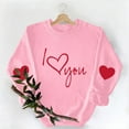 thumbnail image 6 of Avrnliq Womens Pink I Love You Sweatshirt Oversized Casual Valentine's Day Gift for Her Long Sleeve Crewneck Comfy Lounge Wear,Size S, 6 of 9