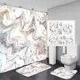 thumbnail image 1 of Aosijia 4 Pcs Marble Shower Curtain Sets Bathroom Sets with Shower Curtain and Rugs and Accessories Rug Toilet Lid Cover and Non-Slip U Shape Mat Waterproof Shower Curtain with 12 Hooks, 1 of 4