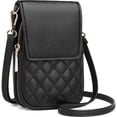 thumbnail image 1 of Bolso bandolera pequeño para móvil, funda de piel bordada con cartera para colgar, bandolera, tarjetero, correa ajustable y extraíble, para móviles de menos de 6,7 pulgadas, negro, 19 x 5 x 12,5 cm,, 1 of 5