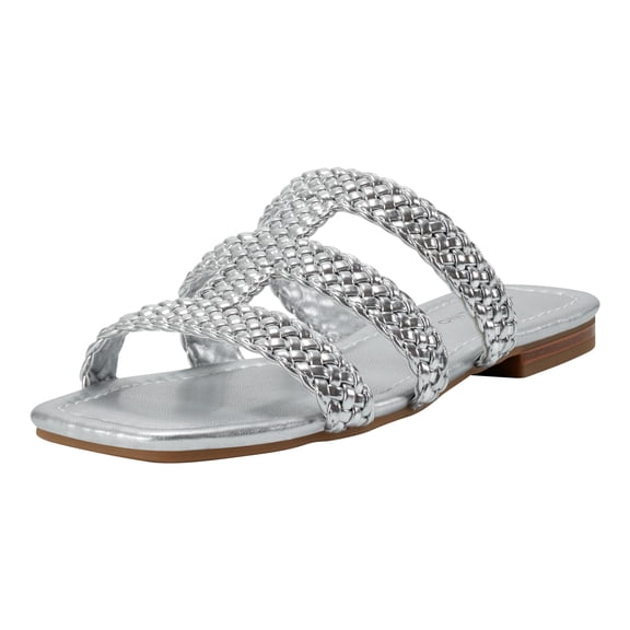 Bandolino Women's Sumer Flat Sandal, Silver 040, 9