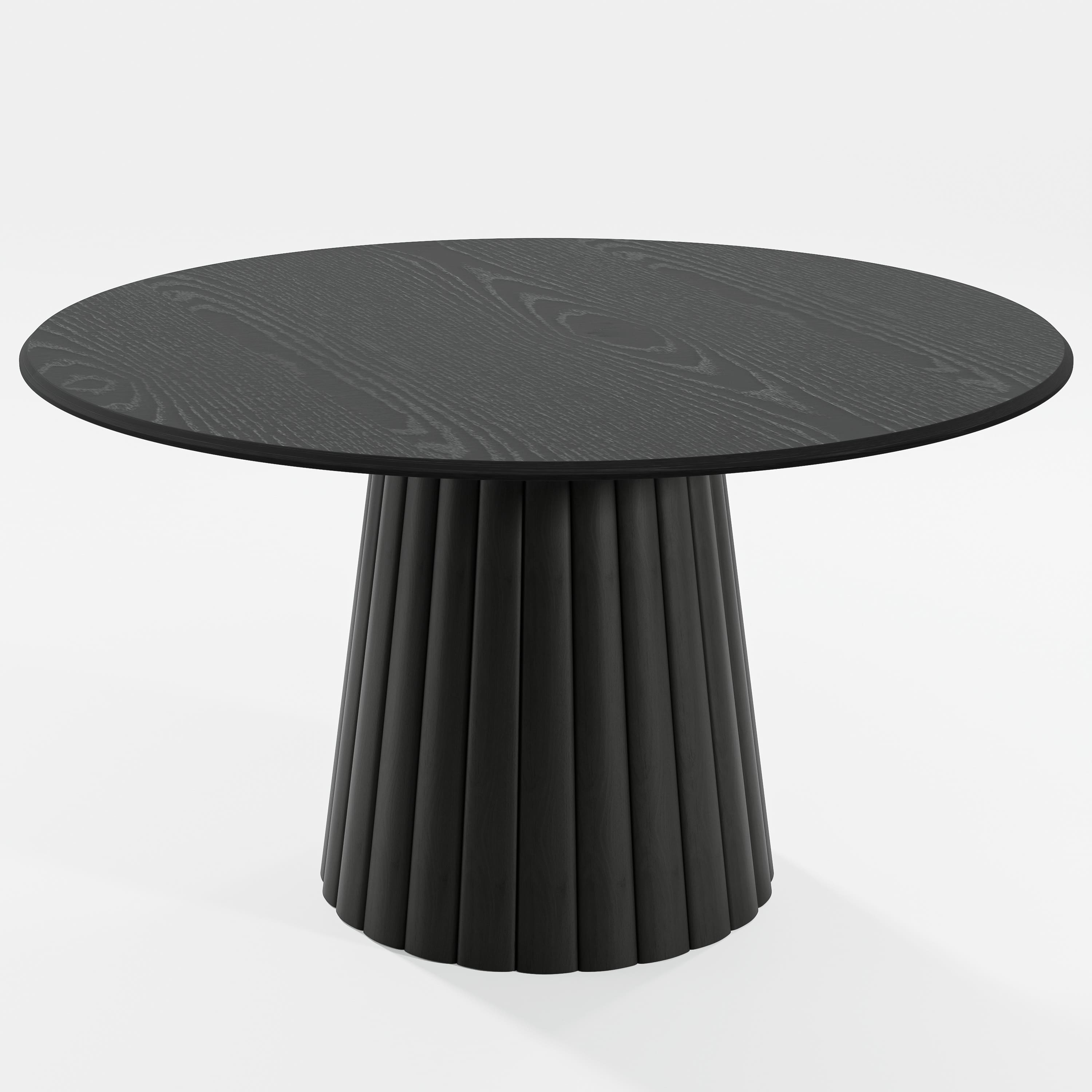52 in. Soild Wood Black Dining Table Round Kitchen Table