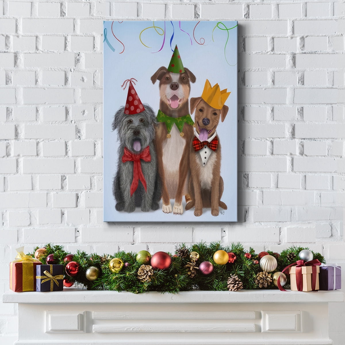 Christmas Party Mutts- Gallery Wrapped Canvas