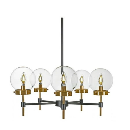 

BELLADONNA Adonis 5-Light Black and Gold Chandelier with Clear Glass Shades