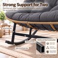 thumbnail image 4 of RADIATA 2 Person Indoor Papasan Rocking Chair with Cushion, Oversized Double Recliner Rocker,loveseat for Living Room, Bedroom, or Study Room，Gray, 4 of 8
