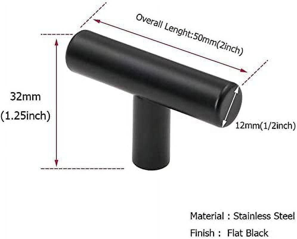 Goldenwarm 15 Pack Kitchen Cabinet Knobs Stainless Steel Single Hole Black Cabinet Hardware 50mm/2in Overall Length