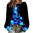 thumbnail image 2 of Leodye Chandail de Noël Imprimé pour Femmes à Manches Longues Col Rond Tricoté Multicolore TTG(TTG), 2 of 6