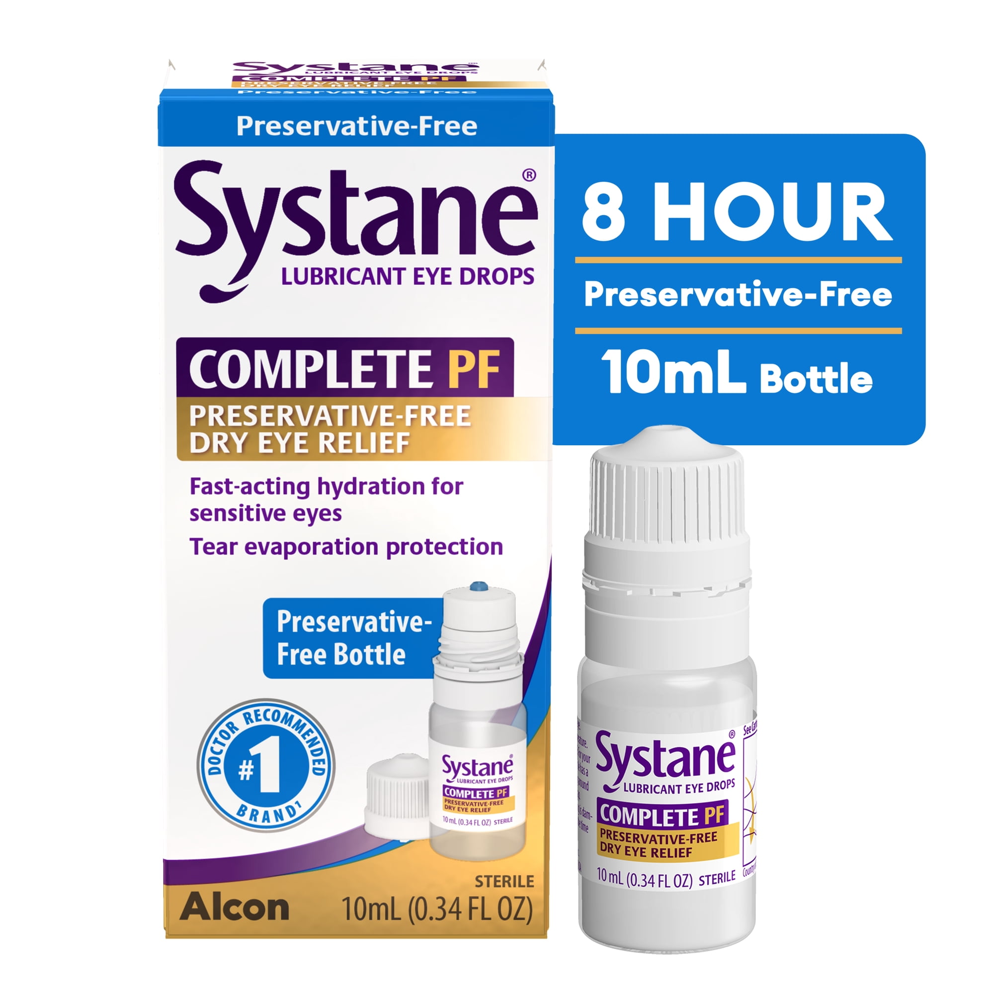 Systane Complete Preservative Free Lubricating Eye Drops, 8 Hours Dry Eye Relief, 0.34 fl oz