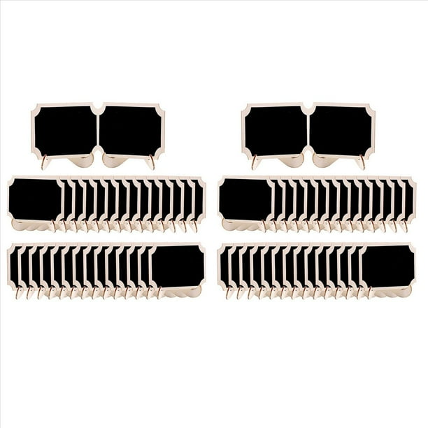 60 Piezas de Mini Letreros de Pizarra de Alimentos para Buffet de Fiestas, Letreros Pequeños de Madera de Tablero de Tiza (Muesca Rectangular)