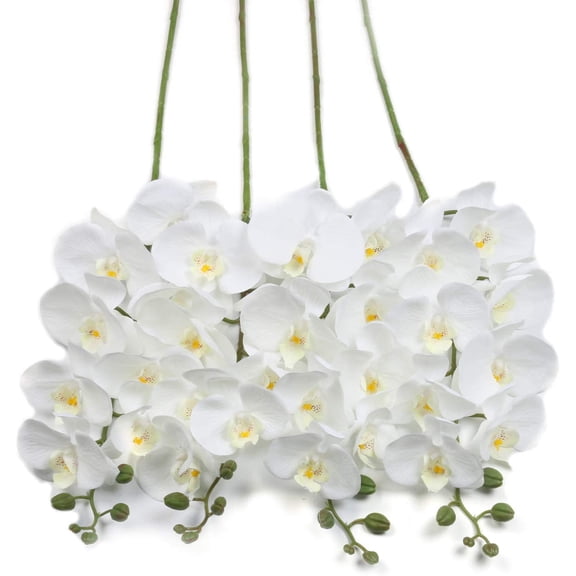 MELLCO 70CM 8 heads Artificial Phalaenopsis Flowers Branches Silk Orchids Flowers for Home Office Wedding Decoration (1pc White)