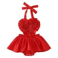 thumbnail image 1 of Gibobby Mameluco niño Infant Girls sin mangas Paillette Heart Backless recién nacido monos ropa(Rojo, 12-18 Meses), 1 of 5