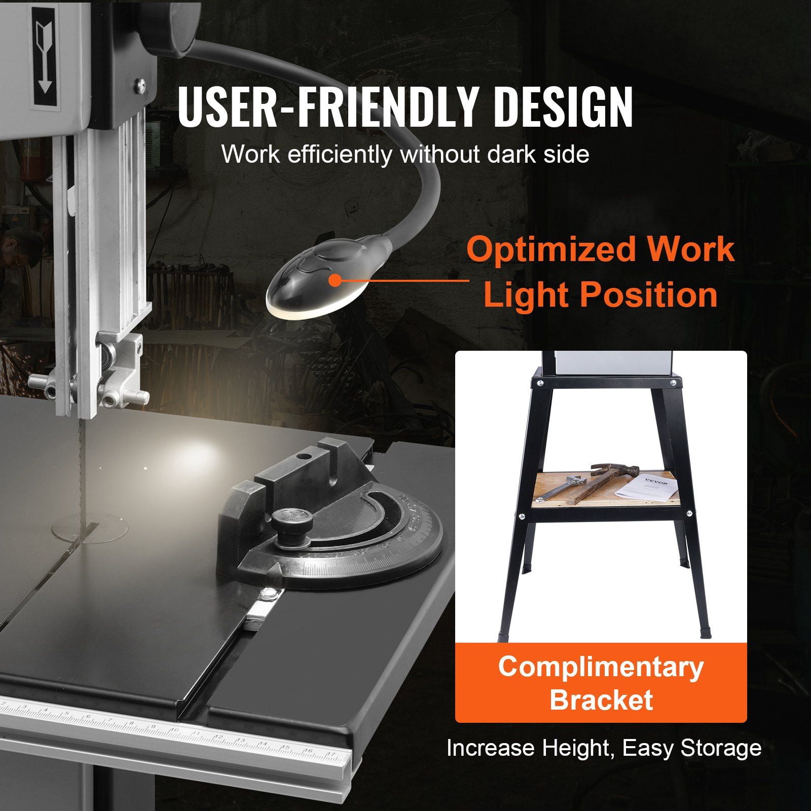2-Speed Band Saw with Metal Stand, 10-Inch Blade, 0.5HP Motor, Optimized Workbench & Miter Gauge - Perfect for Wood & Plastic Projects