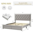 thumbnail image 2 of Senfot King Size Bed Frame with 2 Storage Drawers, Wooden Slat Support, Vintage Velvet Upholstered Bedframe with Button Tufted Wingback Headboard, No Box Spring Needed,Noise Free,Beige, 2 of 6