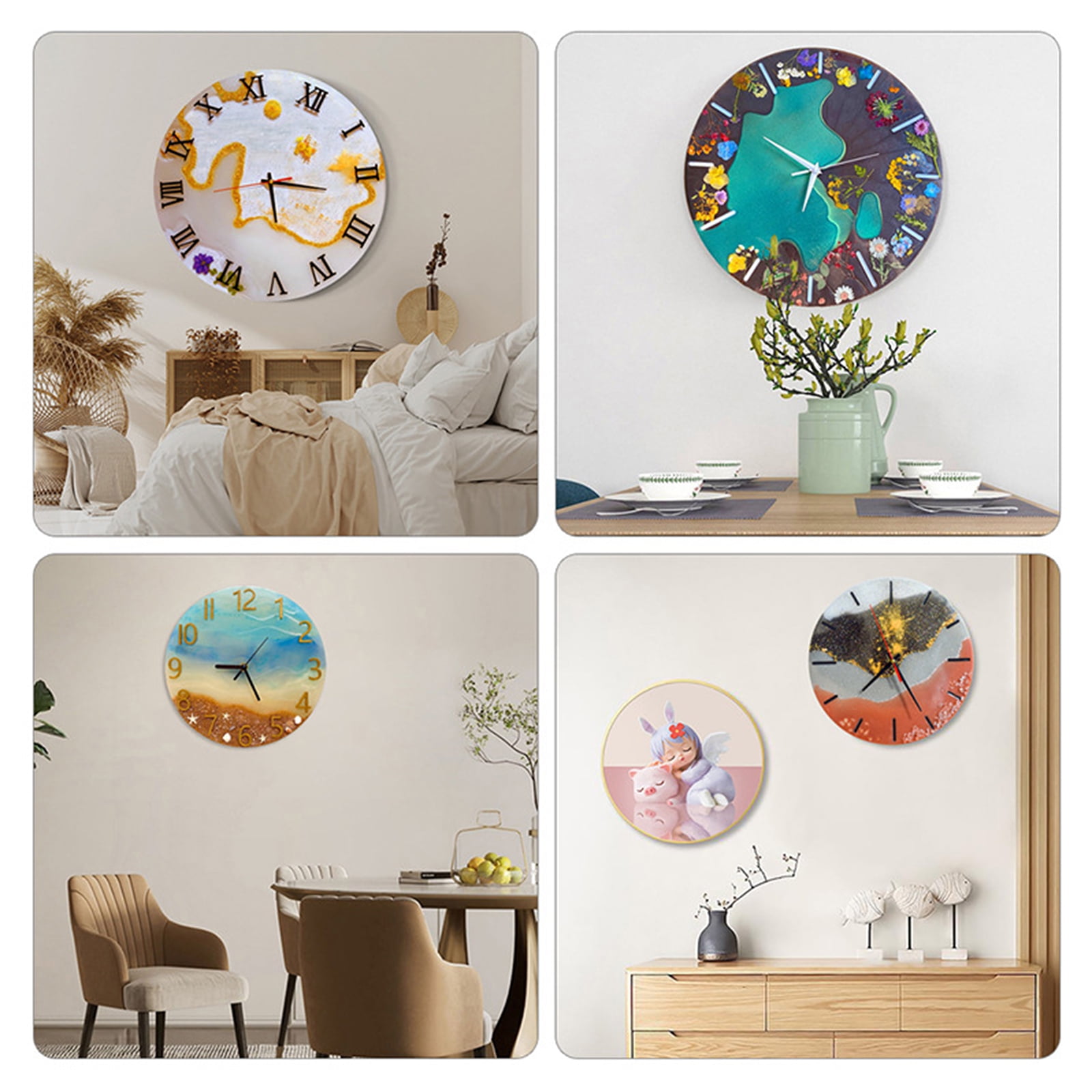 Uxcell Resin Clock Mould with Movement, 14.6" Silicone Pendant Roman Numerals Large Epoxy Moulds for Wall Art Home Decoration DIY Crafts (Lace)