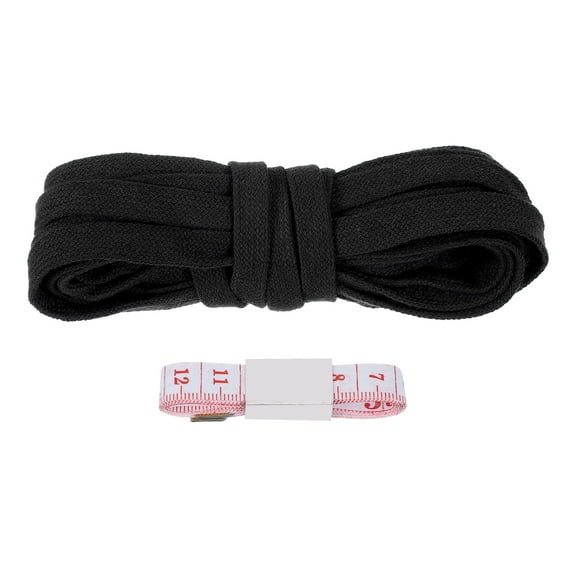 Uxcell Flat Drawstring Cord Replacement Soft Cotton Hoodie String Cord Roll Black 10mm x 5 Yd