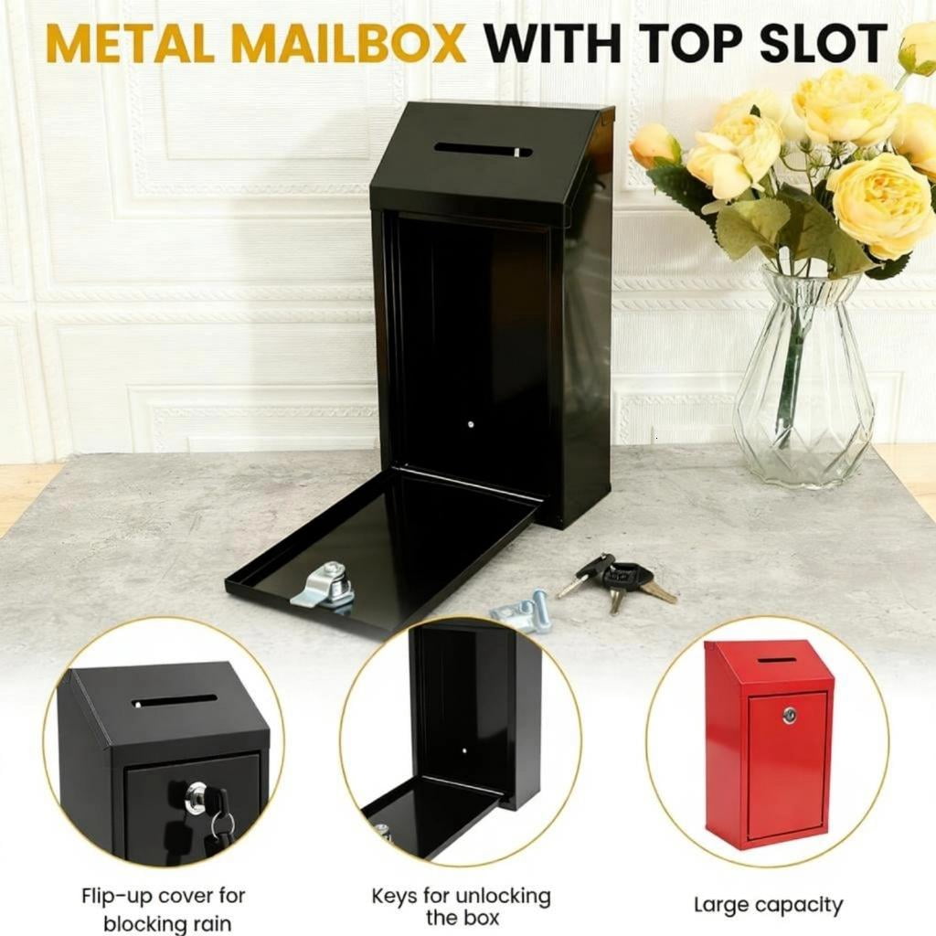 Outdoor Locked Mailbox Rainproof Wall School Mail Thickened Steel Security Mailbox for Donation Suggestion