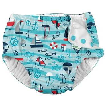 i Play Boys Reusable Absorbent Baby Swim Diapers Navy Fish Geo 6 Months