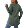 thumbnail image 4 of Women’s Ribbed Knit Long Sleeve Sweater Clothes Tunic Tops Loose Fit Dressy Crewneck Pullover Shirts Curved Hem Relaxed Fit Crew Neck Top Fall Winter Clothes Casual Outfits, 4 of 5