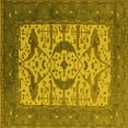thumbnail image 1 of Ahgly Company Machine Washable Indoor Square Oriental Yellow Industrial Area Rugs, 5' Square, 1 of 4