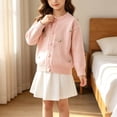 thumbnail image 6 of Nilvkv Cardigan for Girls, Sweaters for Girls, Crew Neck Button-Up Knit Cardigan with 3D Bee Applique for Spring and Fall Wear Pink 8-9 Years, 6 of 8