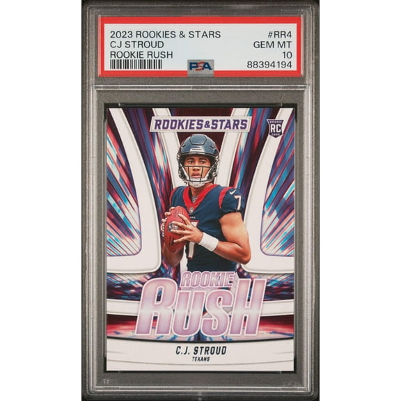 Graded 2023 Panini Rookies Stars CJ Stroud #RR4 Rookie Rush Rookie RC Football Card PSA 10 Gem Mint