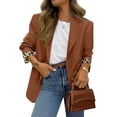 thumbnail image 6 of Women's Single Button Blazer Casual Long Sleeve Fashion Outerwear Brown L, 6 of 6