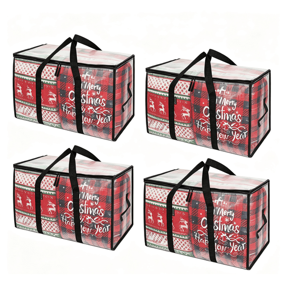 Clear Storage Bags â 4 Pack Under Bed Storage and Closet Organizers, Heavy-Duty Vinyl Foldable Moving Bags with Zippers for Comforters, Bedding, Blankets, and Toys