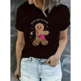 thumbnail image 2 of Camiseta informal con estampado de letras para mujer: cuello redondo cómodo, manga corta, algodón elástico, lavable a máquina. Perfecta para todas las estaciones., 2 of 6
