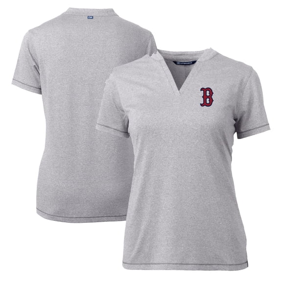 Women's Cutter & Buck Heather Gray Boston Red Sox DryTec Forge Stretch V-Neck Blade Top