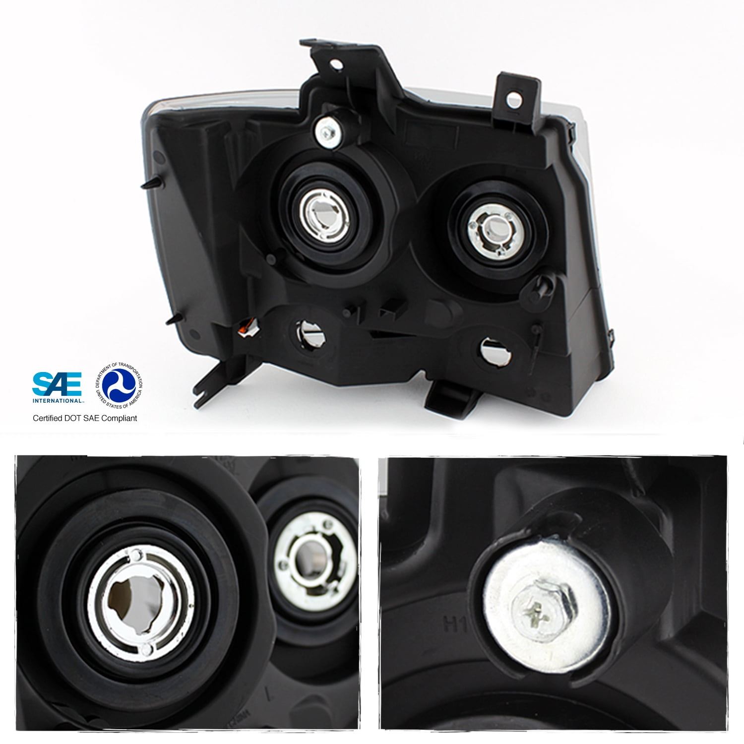 AKKON - For Black Bezel 07-13 Suburban Tahoe Avalanche Headlights Front Lamps Direct Replacement Left + Right