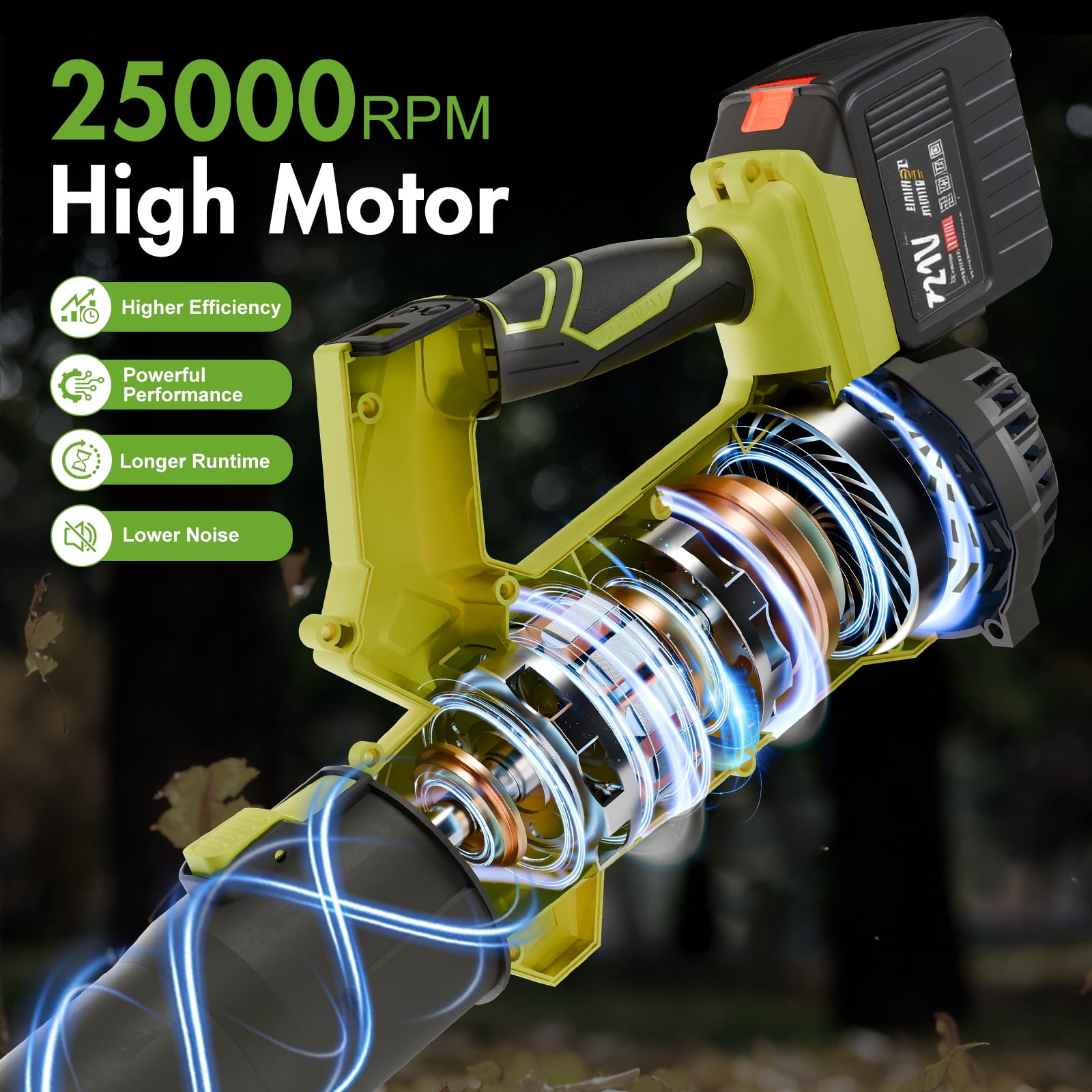 Leaf Blower, 680CFM/280MPH Electric Cordless Leaf Blower with 2*6.0Ah Batteries and Charger, 6 Speed Mode, Lightweight Leaf Blowers for Blowing Leaves, Lawn Care, Patio Cleaning and Dust
