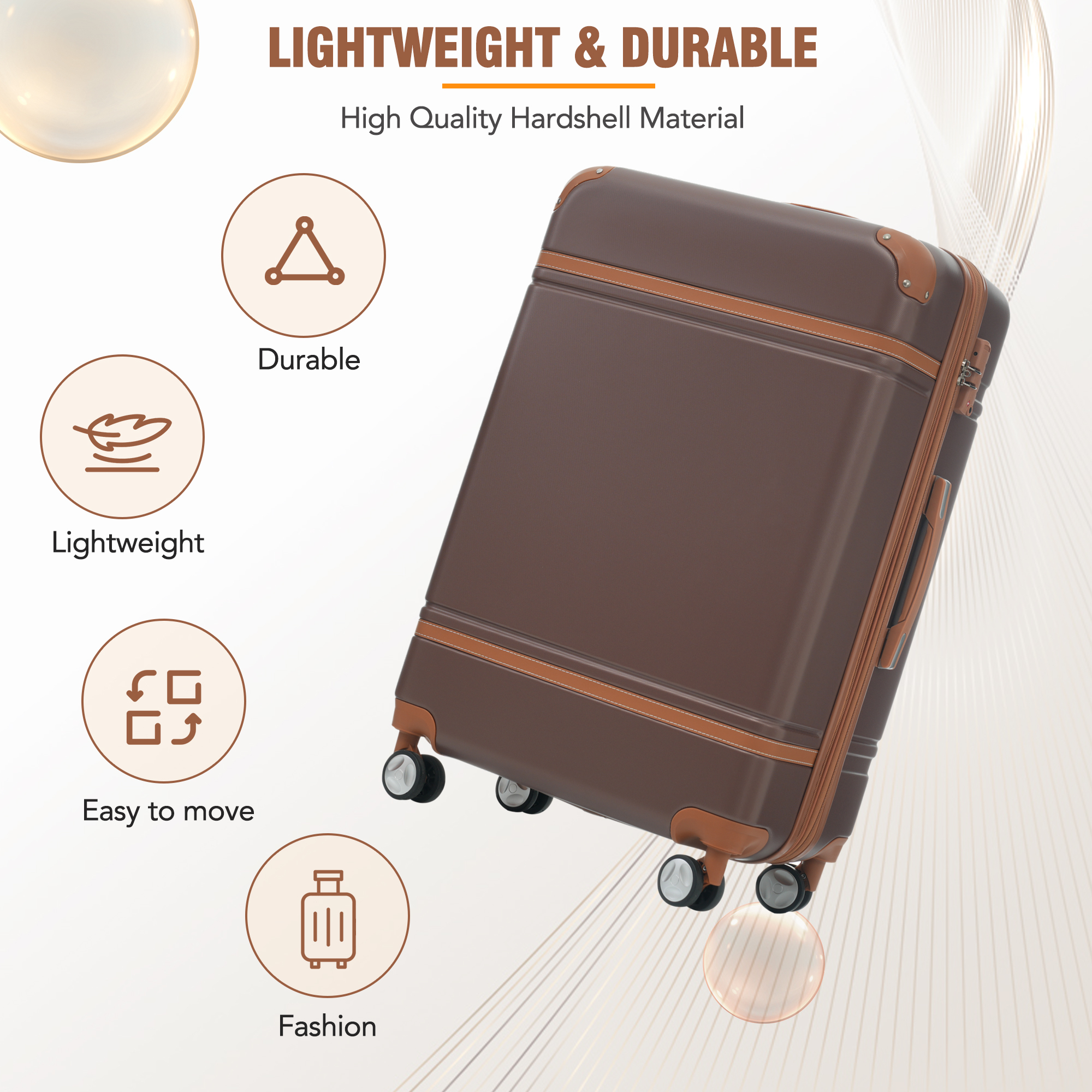 Oufan Luggage Sets of 3, Lightweight Travel Luggage with Expandable, Spinner Wheels & TSA Lock, Carry-On & Large Checked Luggage, 20"/24"/28"
