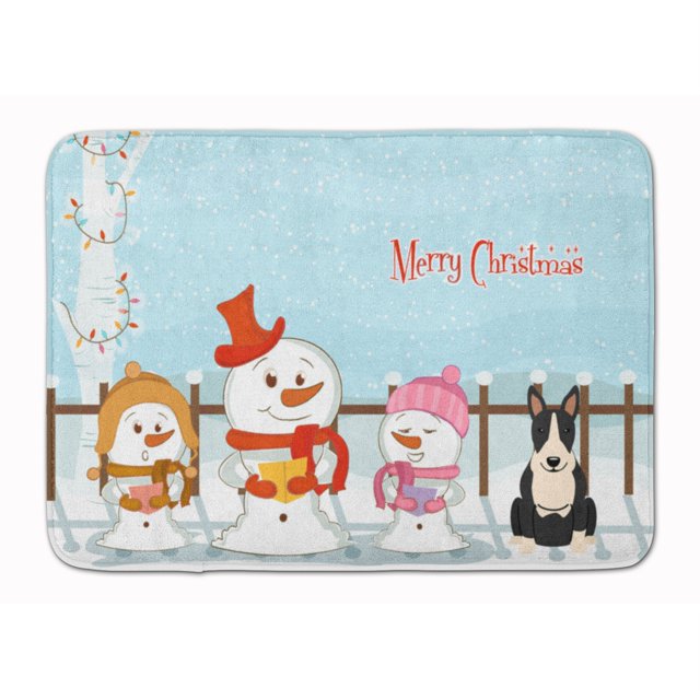 Caroline's Treasures Christmas Bull Terrier Alfombrilla de suelo blanco y negro, 19 x 27, multicolor Caroline's Treasures BB2464RUG