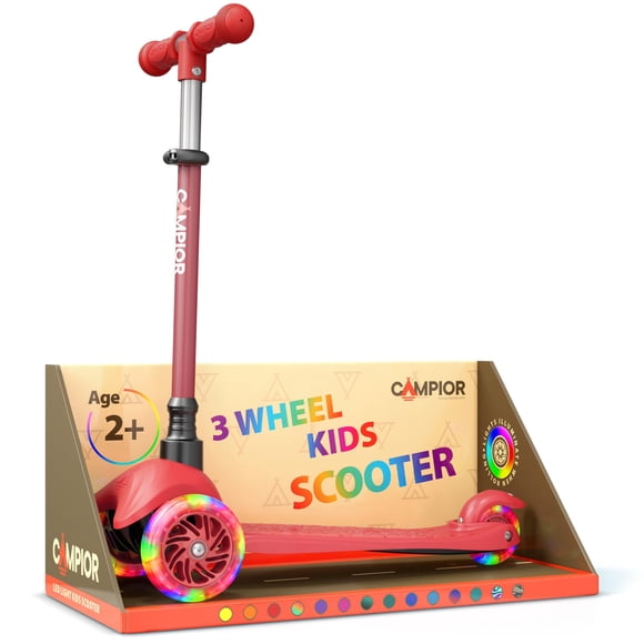 Scooter Campior Mini rojo de 3 ruedas para niños de más de 2 años con LED