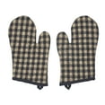 thumbnail image 2 of VHC Brands Cotton Oven Mitt Set of 2, Heat Resistant, Baking Glove Pot Holder, Kitchen Mitts, Black Check Collection, 12.5x8, Country Black, 2 of 3