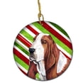 thumbnail image 1 of Basset Hound Candy Cane Holiday Christmas Ceramic Ornament, 1 of 1