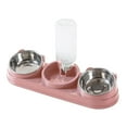 thumbnail image 3 of Comederos triples para gatos con inclinación de 15 degree y botella de agua automática. Comederos y bebederos para gatos. Rosa, 3 of 8