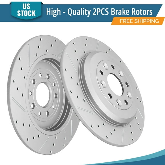 YXPCARS 2PCS Rear Brake Rotors(121.61081), Drilled & Slotted Disc Rotors Kit