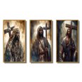 thumbnail image 2 of Designart "Jesus with Cross in Black III" Religious Landscape Framed Wall Art Set Of 3 - Black Religious Landscape Frame Gallery Wall Set For Home Decor, 2 of 6