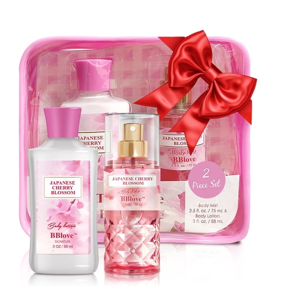 BBlove Bath and Body Care Set,Japanese Cherry Blossom Scents,Bath&Body 2 Set,with Body Lotion,Mist