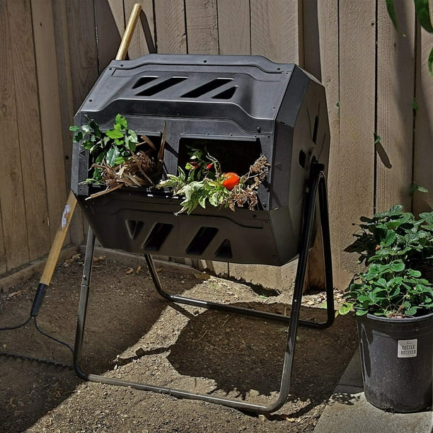 Expert Gardener Black Composting Tumbler Rotating Bins 42 Gallon
