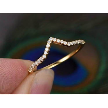 1 4ct Diamond Curved V Shape Ring Stackable Wedding Band 10k White Gold Walmart Com