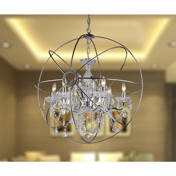 Warehouse of Tiffany RL6806B-32CH Saturn 7 in. 6-Light Indoor Bronze Finish Chandelier with Light Kit