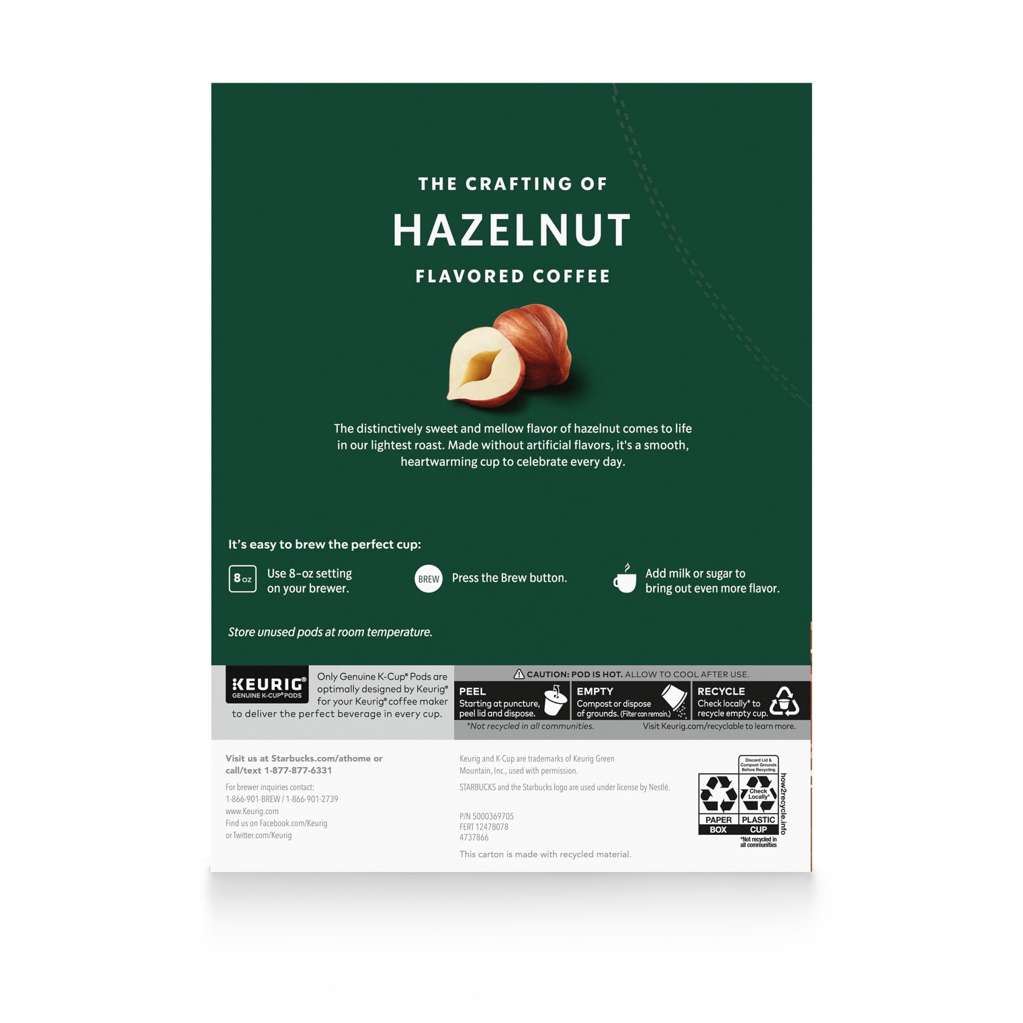 Starbucks Hazelnut, Light Roast K-Cup Coffee Pods, 22 Count K Cups