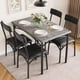 thumbnail image 3 of Compact elegance: 5-piece dining set para 4 - forrado sillas & rectangular mesa - perfect para small spaces, apartments & homes - retro gray finish, 3 of 5