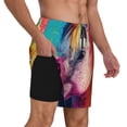 thumbnail image 2 of Balery Watercolor White Horse Bañador para hombre, shorts de playa de secado rápido con entrepierna y forro de compresión-Large, 2 of 6