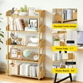 thumbnail image 2 of OUTONLIFE 5-Tier Wooden Open Bookcase - Modern Display Bookshelf with Top Edge and Solid Wood Frame for Home and Office, Storage Cabinet, Wood Color, 2 of 10